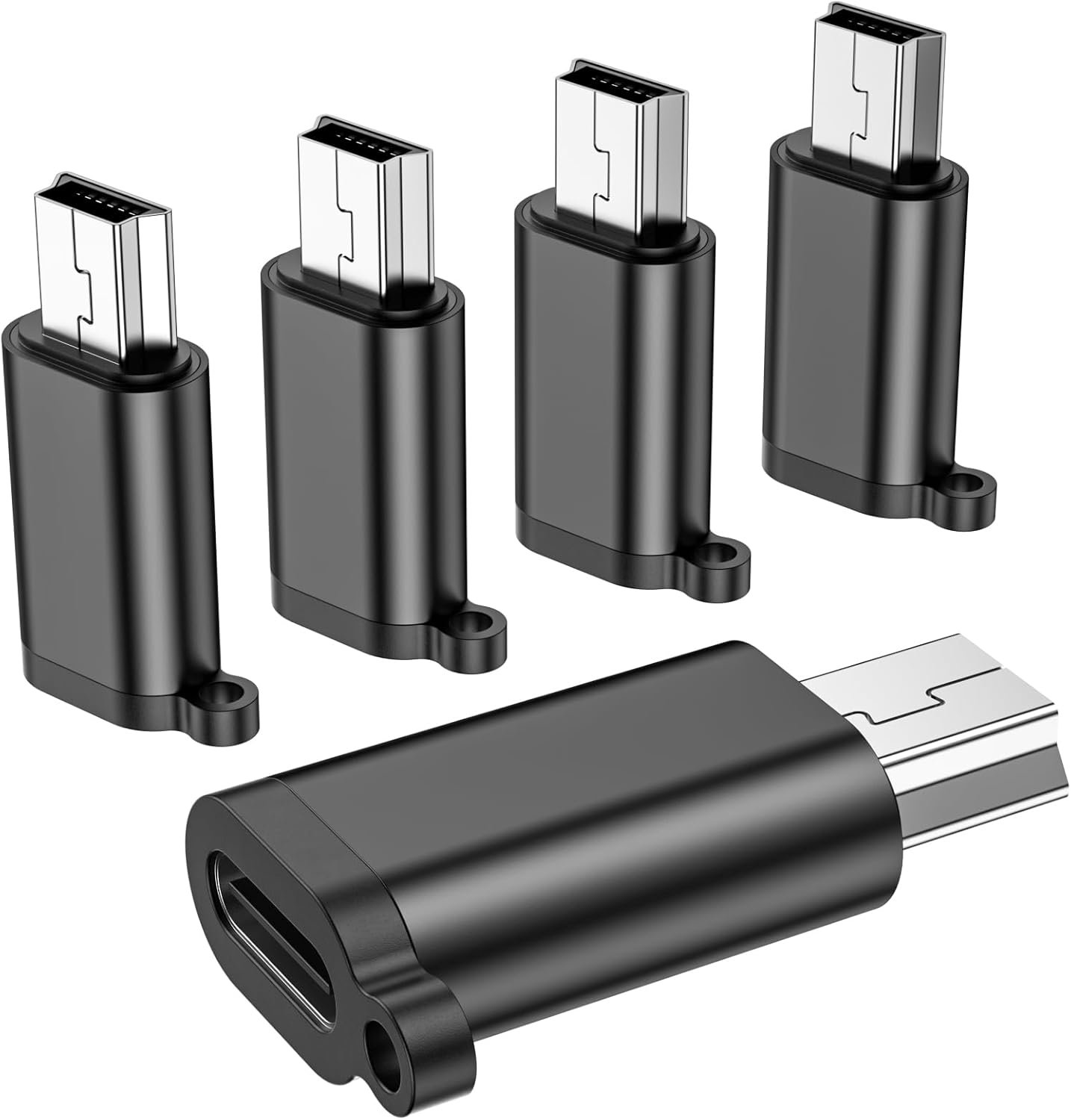 Mini USB Adapter,USB C to Mini USB Adapter, Type C Female to Mini USB 2.0 Male Converter Connector Support Charge & Data Sync for GPS Receiver/Digital Camera/Dash Cam/MP3 Player etc.(5 Pack) - Image 2