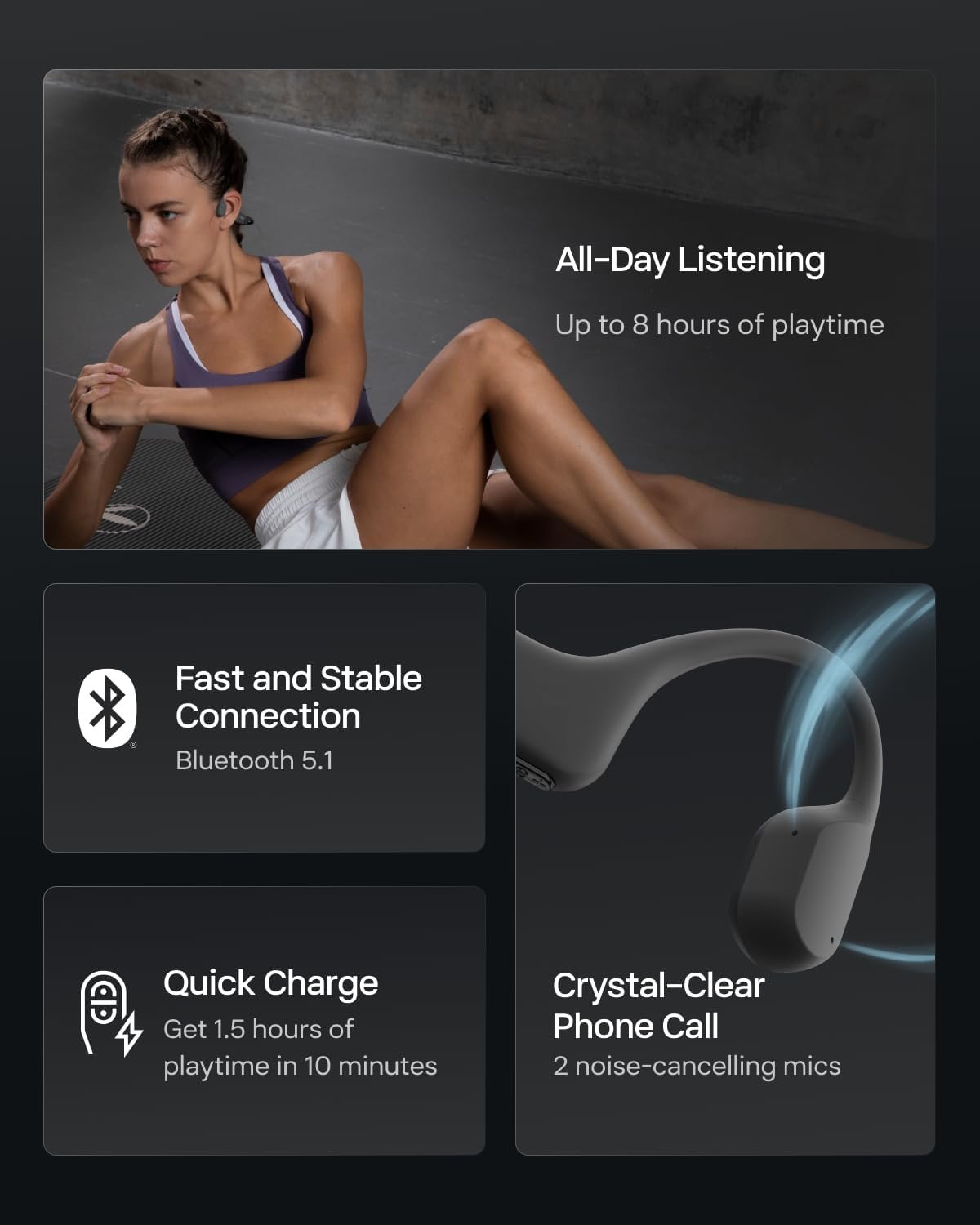 SHOKZ OpenRun Mini (AfterShokz Aeropex Mini) -Bone Conduction Open-Ear Bluetooth Sport Headphones - Waterproof Wireless Earphones for Workouts and Running - Built-in Mic, with Headband - Image 9