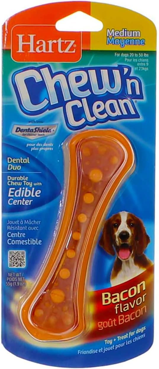 HARTZ Chew N' Clean Dental Duo Dog Chew Toy Bacon Flavor, Medium 1 ea(Pack of 6) - Image 4