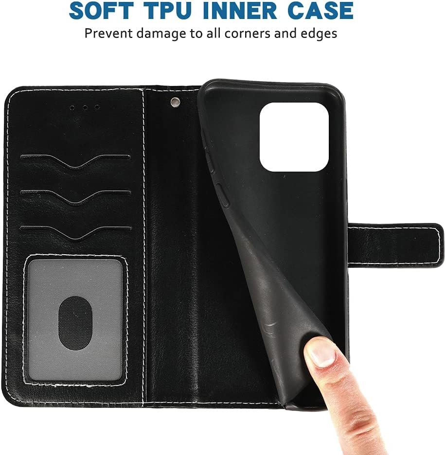 Compatible with iPhone 11 6.1 Wallet Case and Wrist Strap Lanyard Leather Flip Cover Card Holder Stand Cell Accessories Phone Cases for iphone11case iPhone11 i Phone11 XI 11R Women Men Black - Image 7