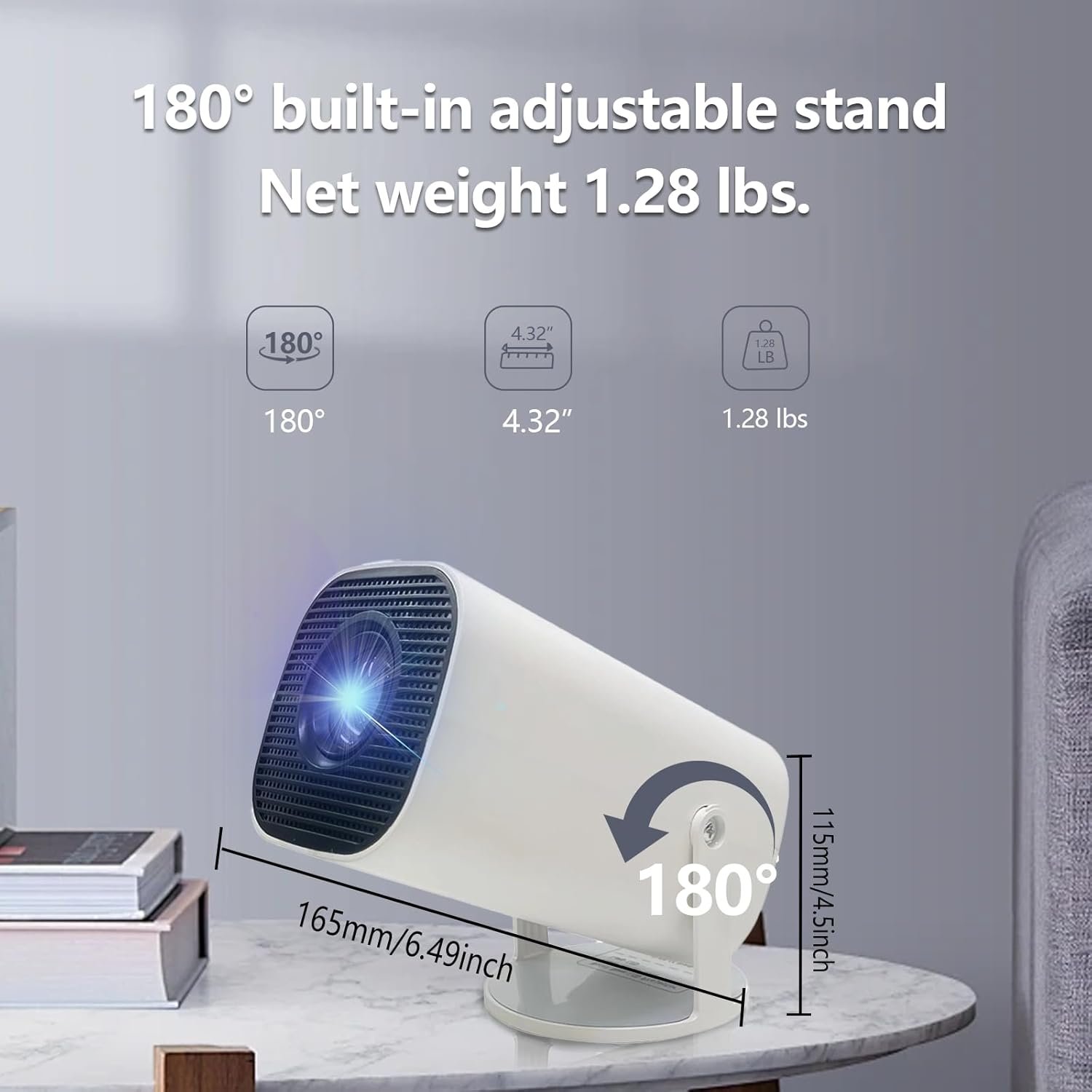 180 ° adjustable bracket with WiF mini projector, supporting outdoor portable movie projector, automatic button calibration suitable for mobile phones/TV sticks/laptops (E100) - Image 3