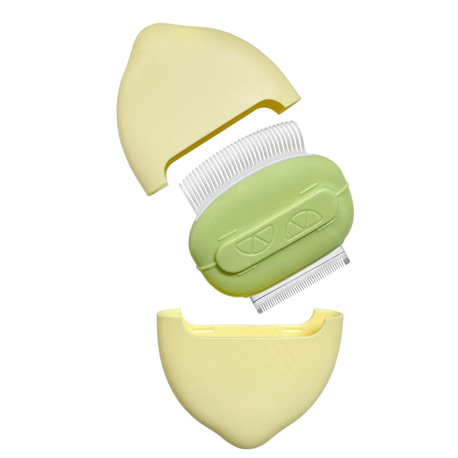 Portable Pet Hair Removal Comb 2-in-1 Dual-use Removing Floating Hair Massaging Comb Deshedding Matted Fur Loose Hair Remover Brush, Grooming Tool for Cats and Dogs (Yellow Green) - Image 4