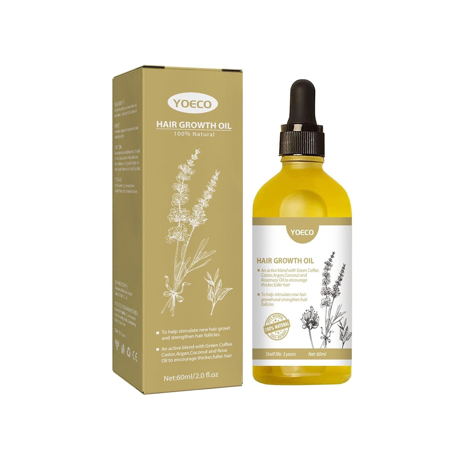 YOECO 3 PCS Carvenchi Natural Hair Growth Oil for Dry Damaged Hair, Rosemary Oil Organic for Women and Men - Image 5