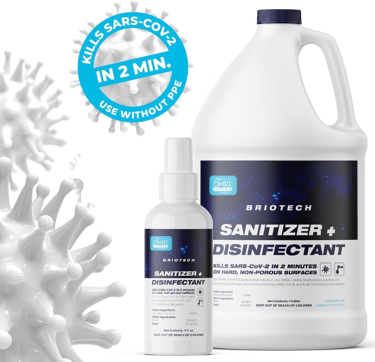 BRIOTECH Sanitizer Disinfectant Hypochlorous Spray, Kills 99.99% of Viruses & Bacteria, Eliminate Odor, Gentle for Nurseries & Play Rooms, Rinse Free Food Contact Surface Sanitizer, 1 Gal Refill - Image 5