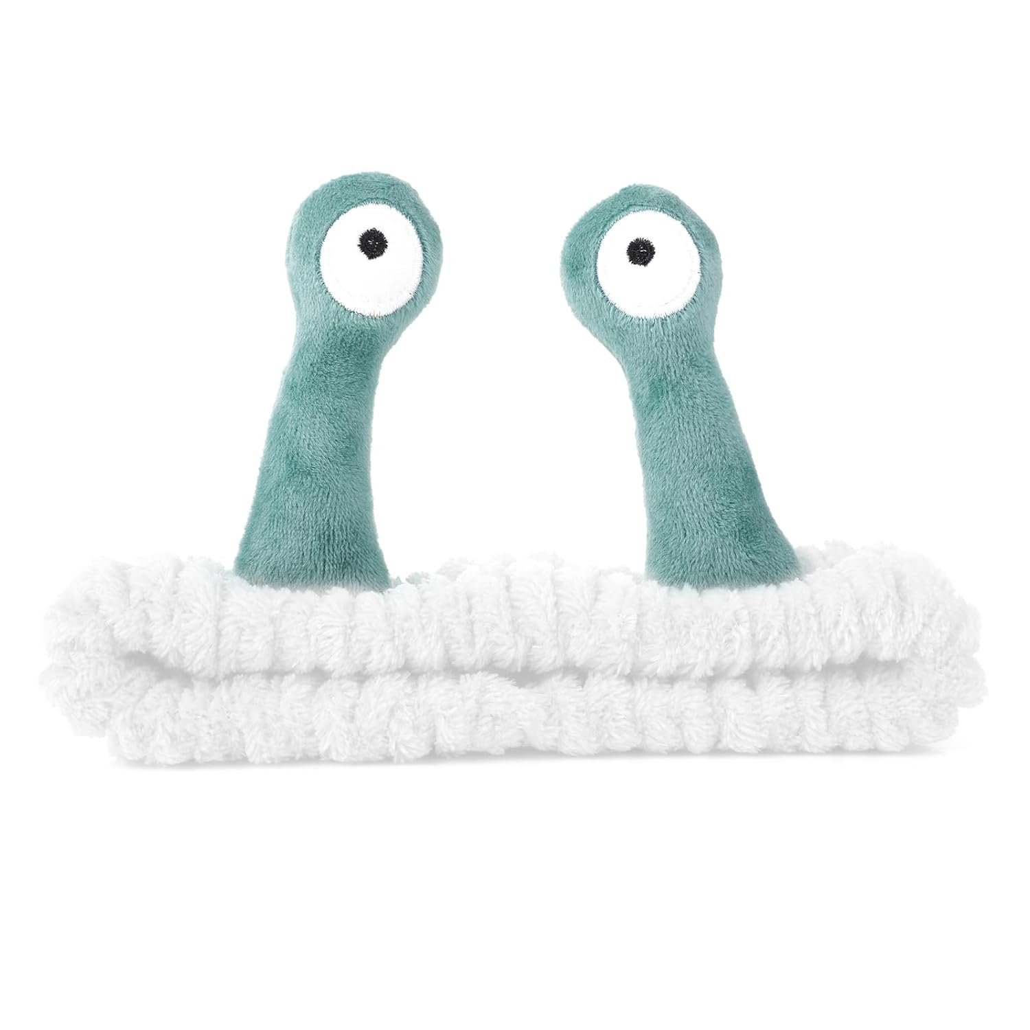 Face Wash Headband, Palm and Snail Spa Hair Bands Makeup Headbands Women Cartoon Cute Coral Fleece Elastic Headband Creative Hair Accessories for Washing Face Shower Sports (White) - Image 2