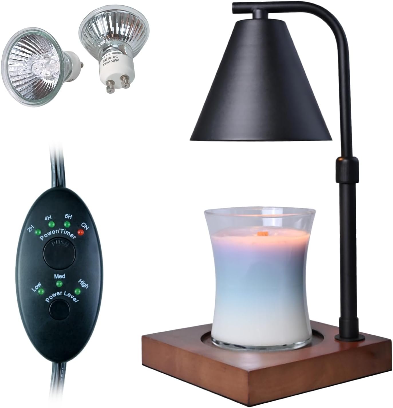 SOKCVSEA Candle Warmer Lamp - Candle Lamp Warmer with Timer Height Adjustable, Birthday Gifts for Mom Women, House Warming Gifts New Home Decor, Wax Melt Candle Warmer with 2 Bulbs 5-Black - Image 3