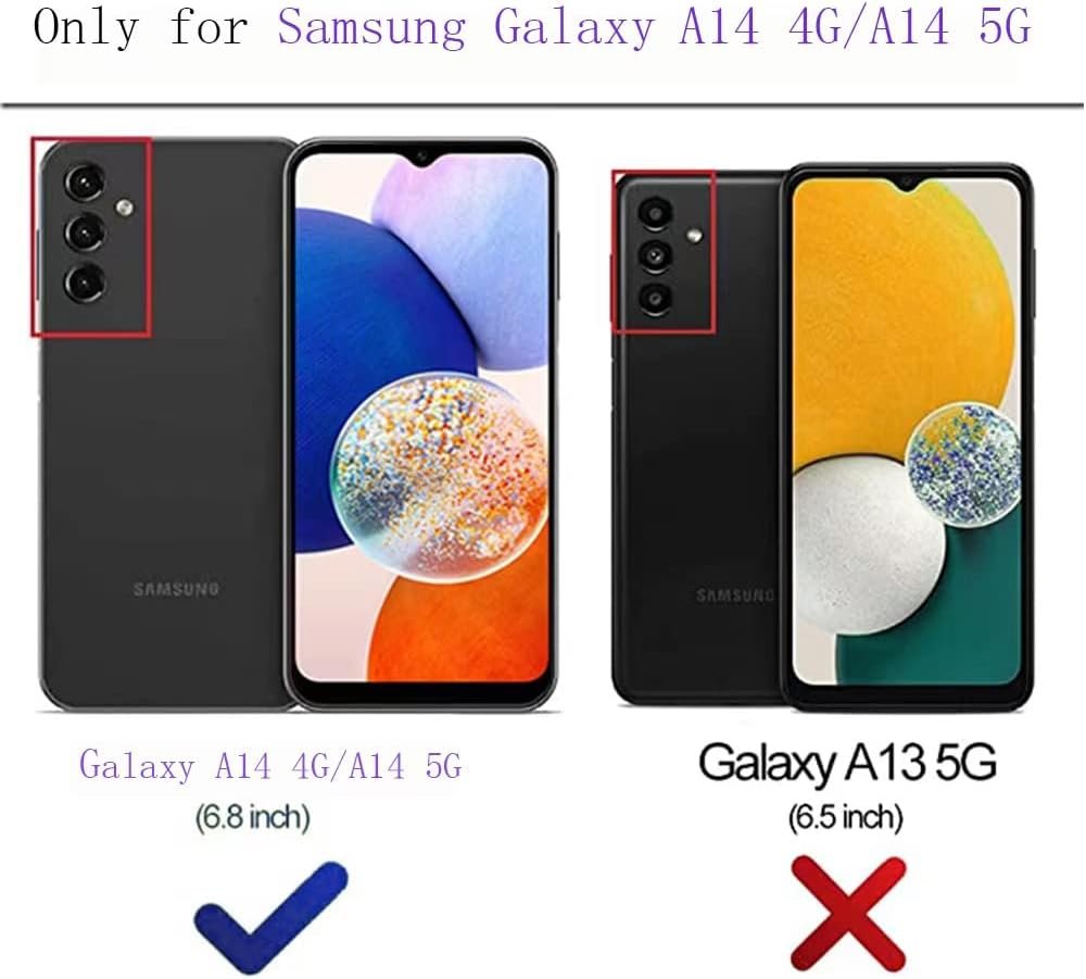 B-wishy for Samsung Galaxy A14 5G/A14 4G Glitter Crystal Butterfly Heart Floral Slim TPU Luxury Bling Cute Protective Cover with Kickstand+Strap for Samsung Galaxy A14 4G/5G (Purple) - Image 3