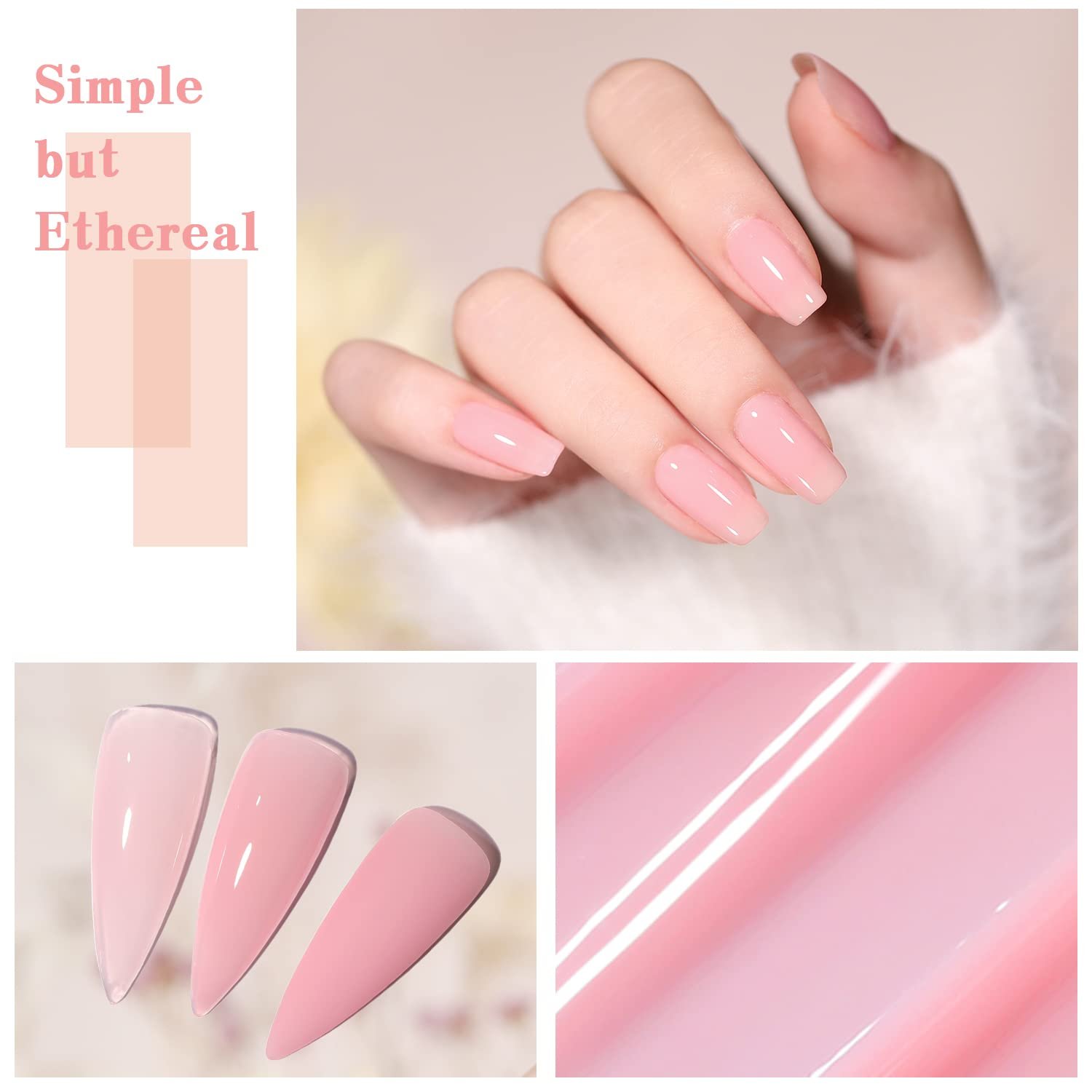 Jelly Pink Gel Nail Polish Set of 10 Colors Including Pink Purple Milky White Nude Gel Polish Kit UV LED Soak Off Nail Polish Home DIY Manicure Nail Salon Varnish - Image 4