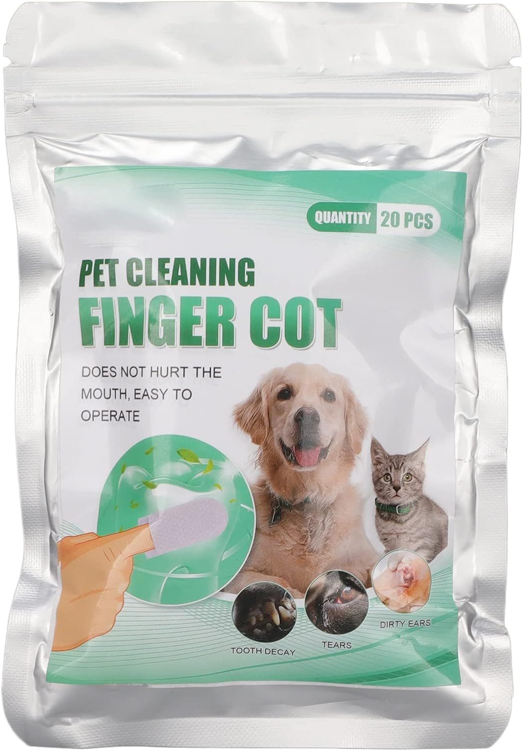 HEEPDD 20Pcs Dog Dental Wipes, Dog Teeth Cleaning Finger Wipes for Dogs Cats, Freshen Breath, Reduce Plaque Tartar, No Brushing - Image 2