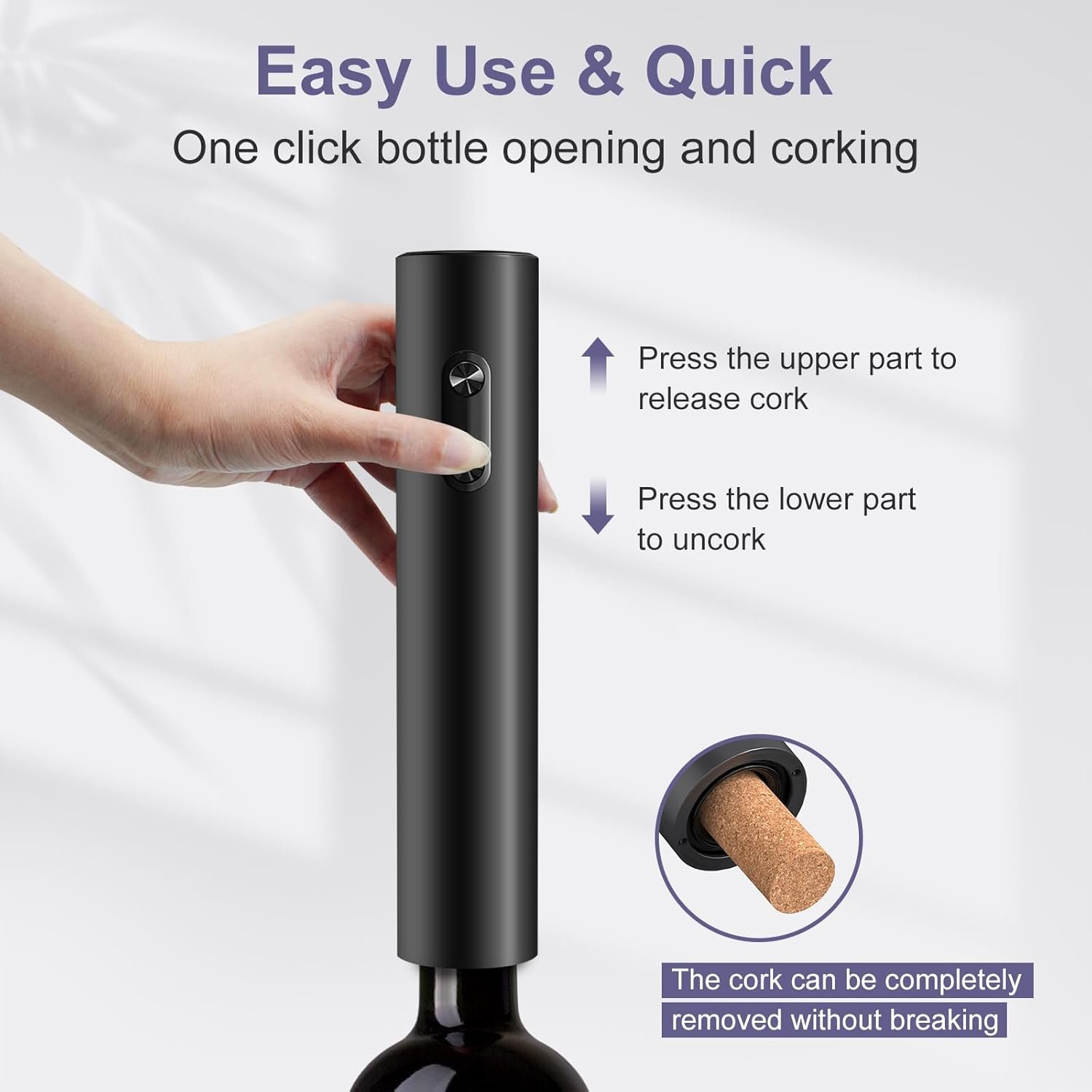 Electric Wine Opener, Battery Operated Wine Bottle Openers, Simple Cork Remover, Efficient Corkscrew Bottle Opener,Great For Wine Lovers,Perfect Wine Gift - Image 3