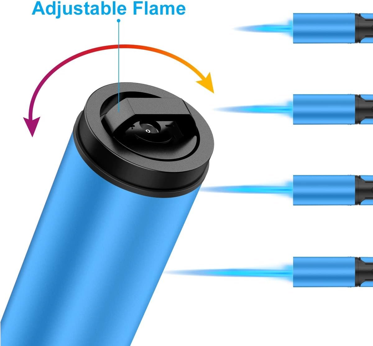 Torch Lighters 2 Pack Windproof Adjustable Jet Flame Butane Lighter, Refillable Gas Torch Lighter for Candles Grill BBQ Fireplaces Camping (Butane Not Included) - Image 4