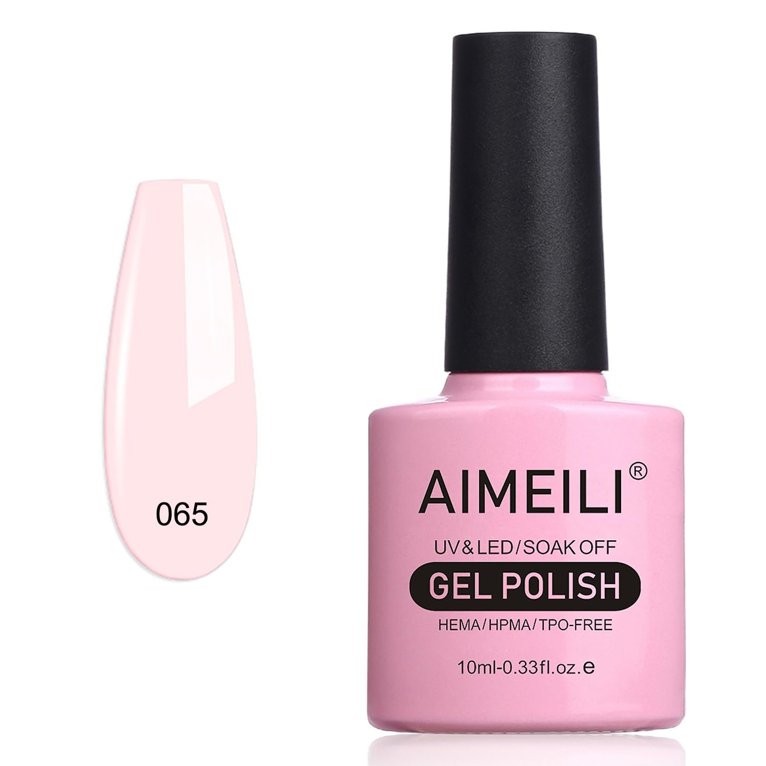 AIMEILI Soak Off U V LED Translucent Sheer Pink Gel Nail Polish - Clear Pink Nude (065) 10ml - Image 2