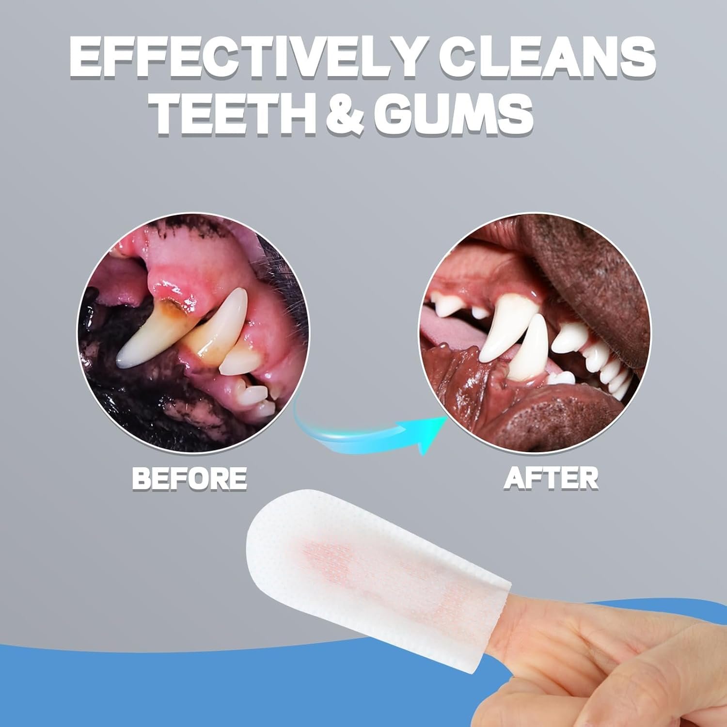 Onewly Dog Tooth Brushing Kit, 40 Count Dog Dental Teeth Cleaning Wipes for Help Wipe Away Plaque&Tartar, Freshen Breath - Pet Oral Cleansing Wipes Pads for Dogs and Cats (Milk Flavor) - Image 9