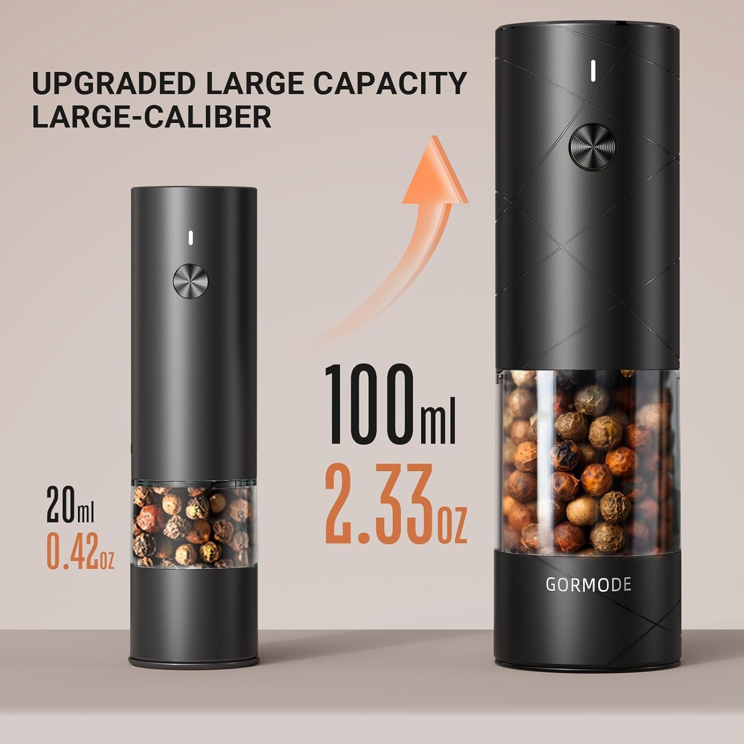 Large Capacity Electric Salt and Pepper Grinder – USB Rechargeable Salt Pepper Grinder – 6-Level Adjustable Coarseness–Automatic Salt Grinder and Pepper Mill – Easy One-Hand Operation - Image 3