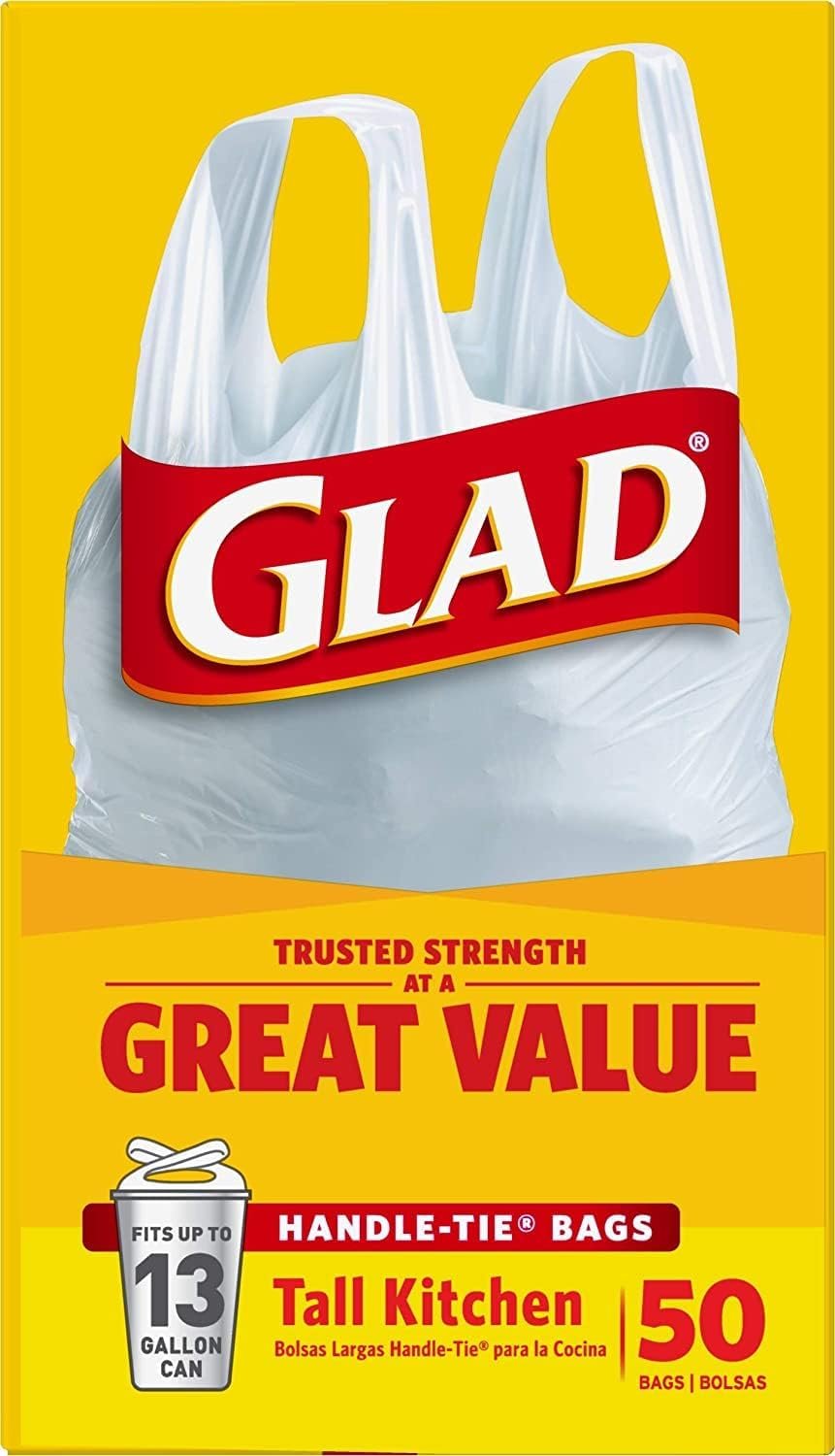 Glad 13 Gal. Tall Kitchen Handle-Tie Bags 50 ct (Pack of 4) - Image 8