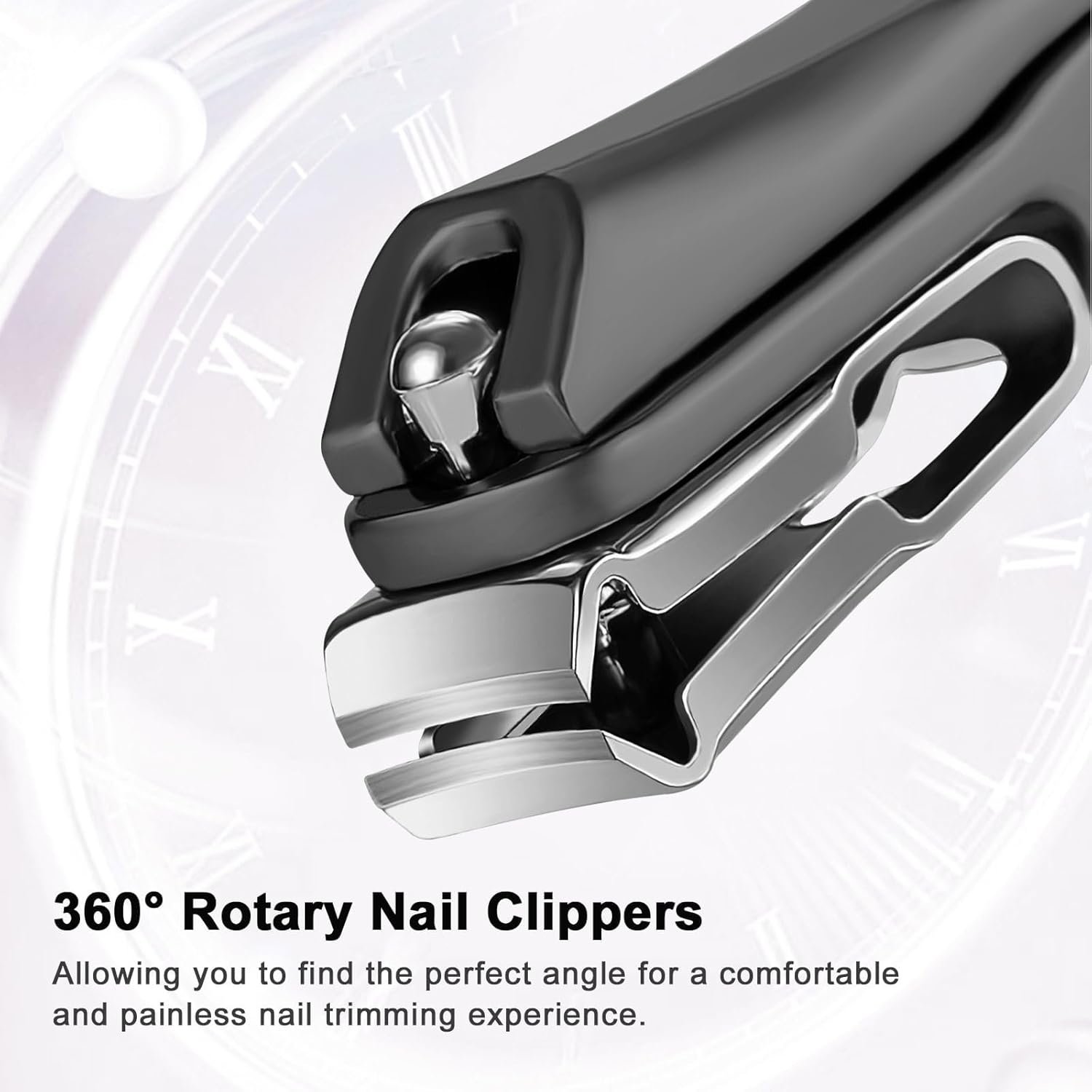 Toe Nail Clippers for Seniors, 360° Rotating Long Handle Fingernail Clipper Ergonomic Nail Cutter for Men Women Premium Steel Nail Trimmer with Glass Nail File for Thick Toenails (Black) - Image 5