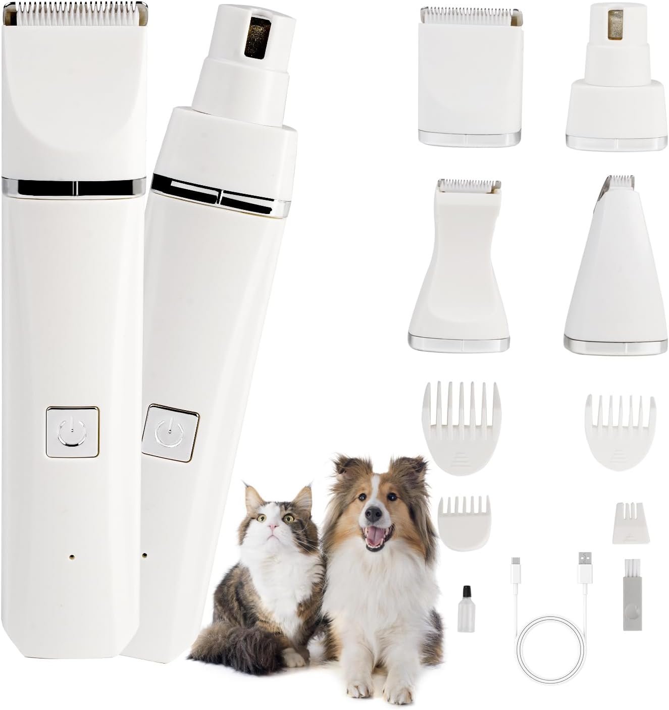 Dog Clippers for Grooming, Dog Grooming Kit, 4 in 1 Rechargeable Dog Grooming Clippers, Low Noise Small Dog Clippers Includes Nail Grinder for Dogs, Cats, Rabbits - Image 2