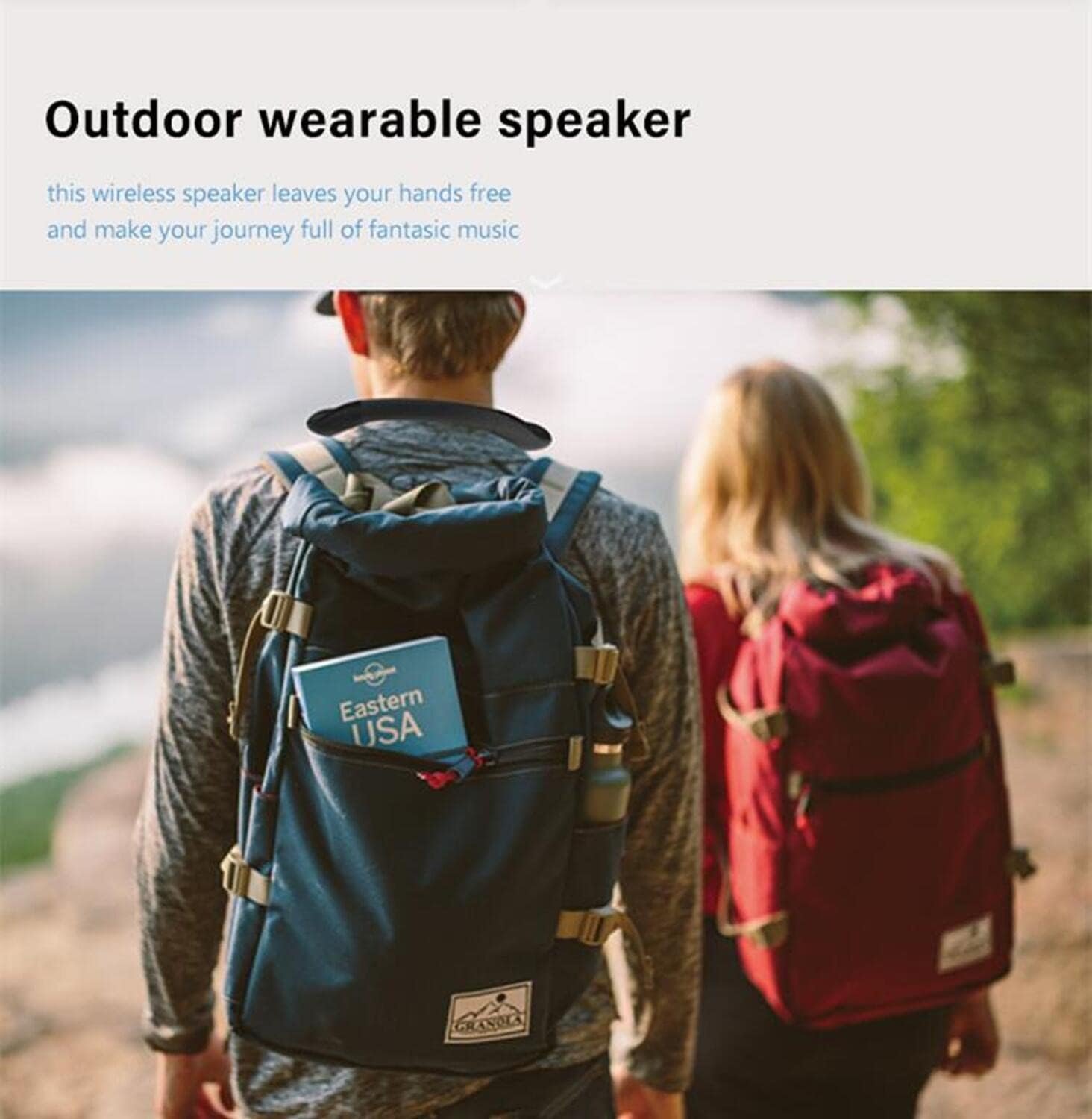 Neckband Speakers - Built-in mic, 12H Playtime, Type-C Quick Charging, Wireless Wearable Neck Speaker 3D Stereo Sound for Home&Outdoors - Image 7