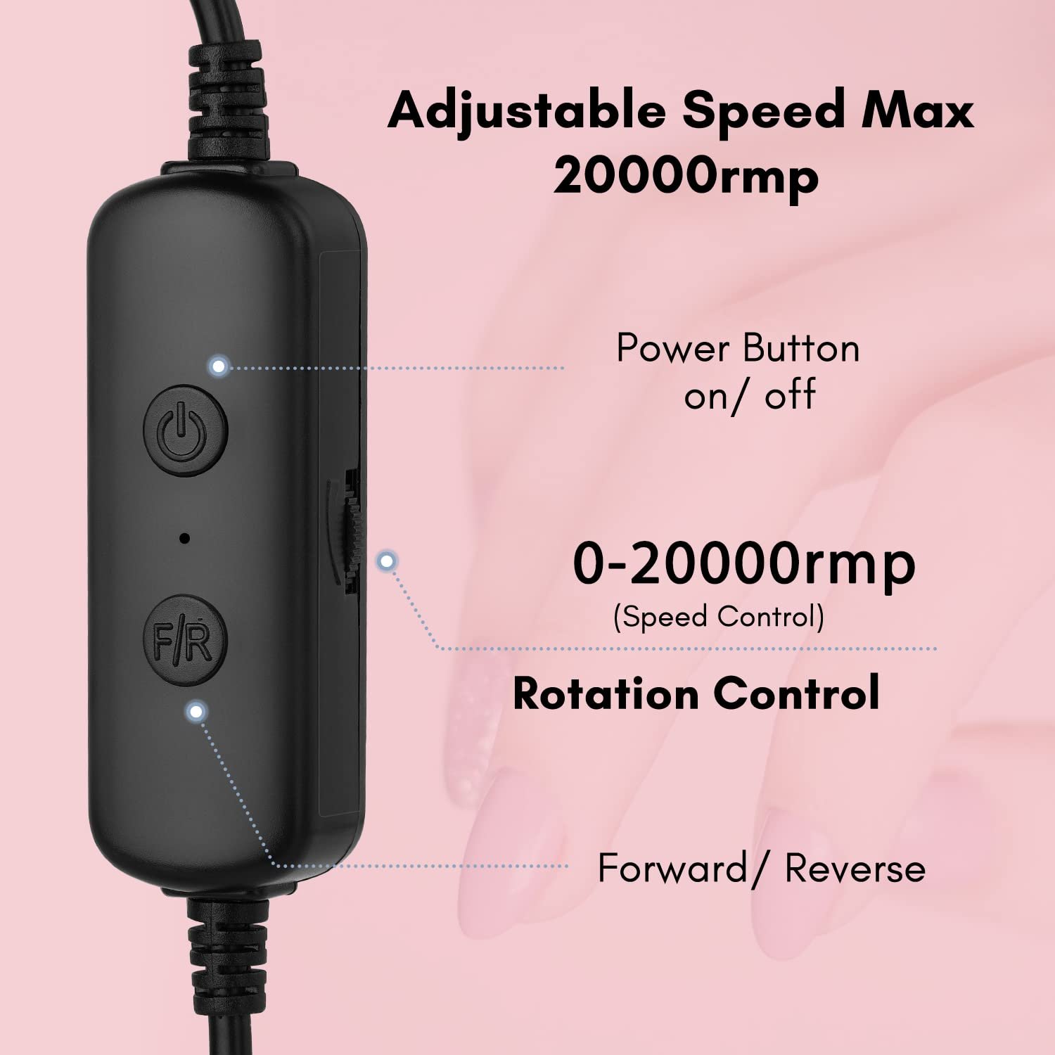 Makartt Stefy Electric Nail Drill Machine, Portable Efile Kit for Acrylic Nails Professional Manicure Set with Nail Drill Bits Sanding Bands for Shaping Polishing Removing, Pink - Image 4