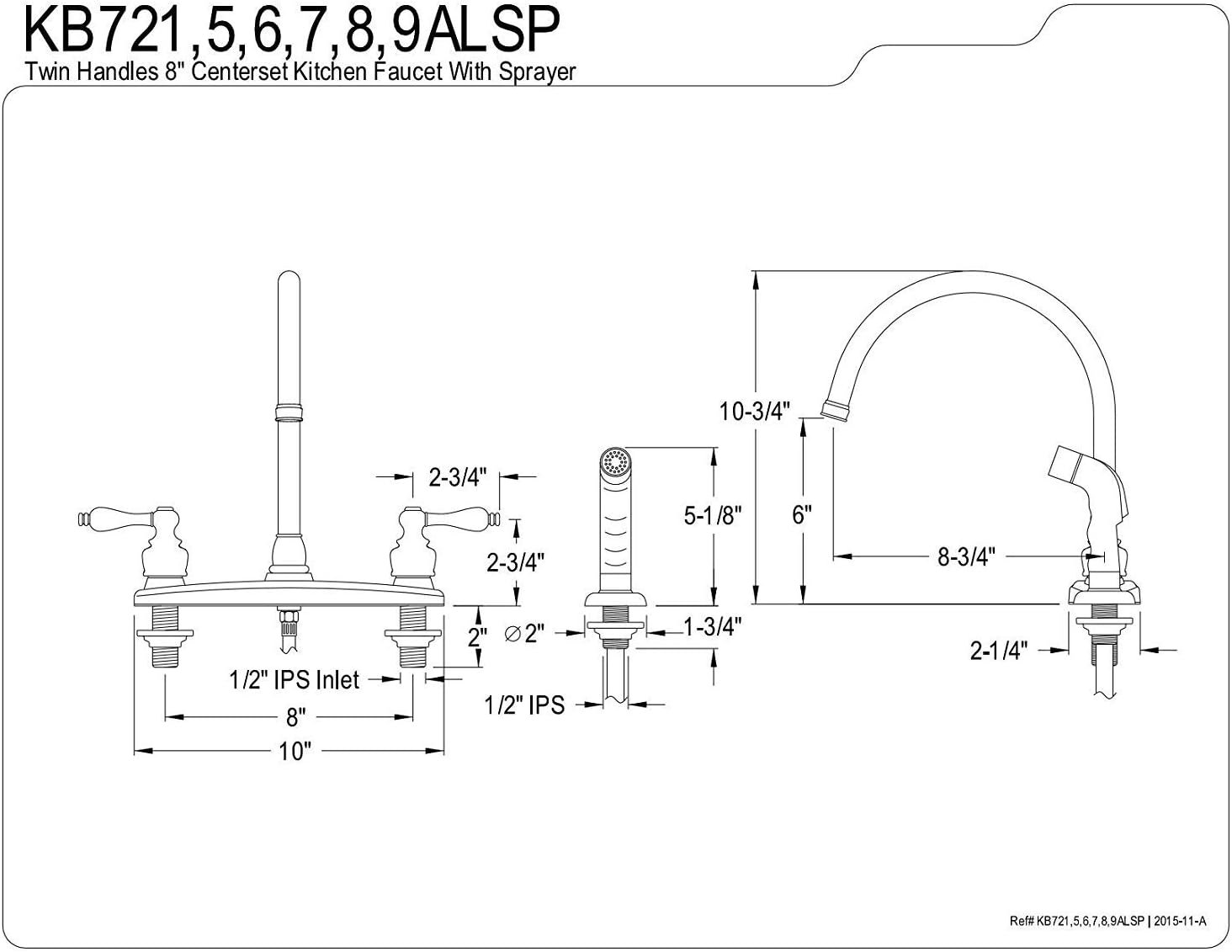 Kingston Brass KB725ALSP Vintage 8" Centerset Kitchen Faucet, 8-3/4", Oil Rubbed Bronze - Image 3