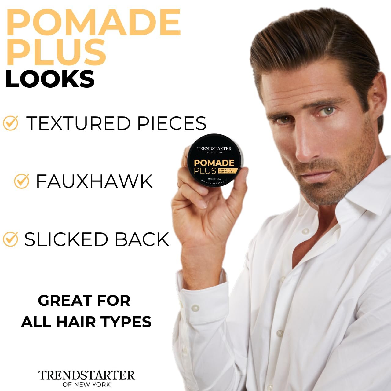 TRENDSTARTER - POMADE SAMPLE PACK - TEST BEFORE YOU INVEST - Matte Wax - Forming Paste - Thickening Fiber - Pomade Plus (Four 0.25oz Samples) - Image 3