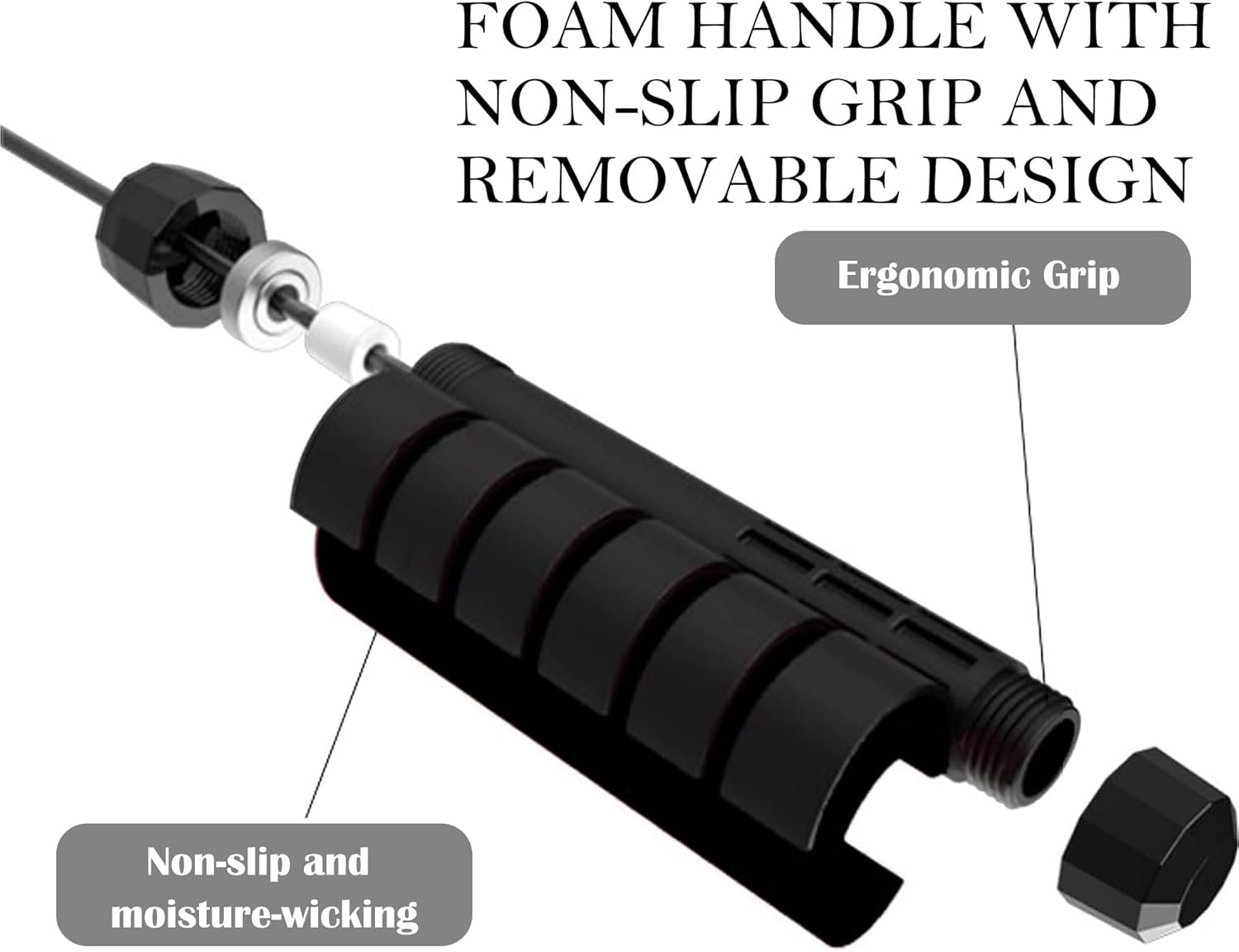 High-Speed Weighted Jump Rope, Adjustable with Ball Bearings, Foam Handles, Black, 2 Pack - Image 3