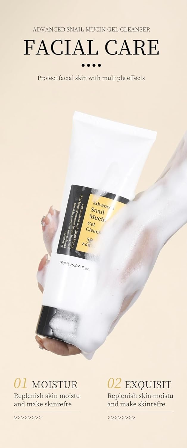 Korean Skincare Face Wash Hydrating Smoothing Facial Cleanser Advanced Snail Mucin Gel Cleanser - Image 9