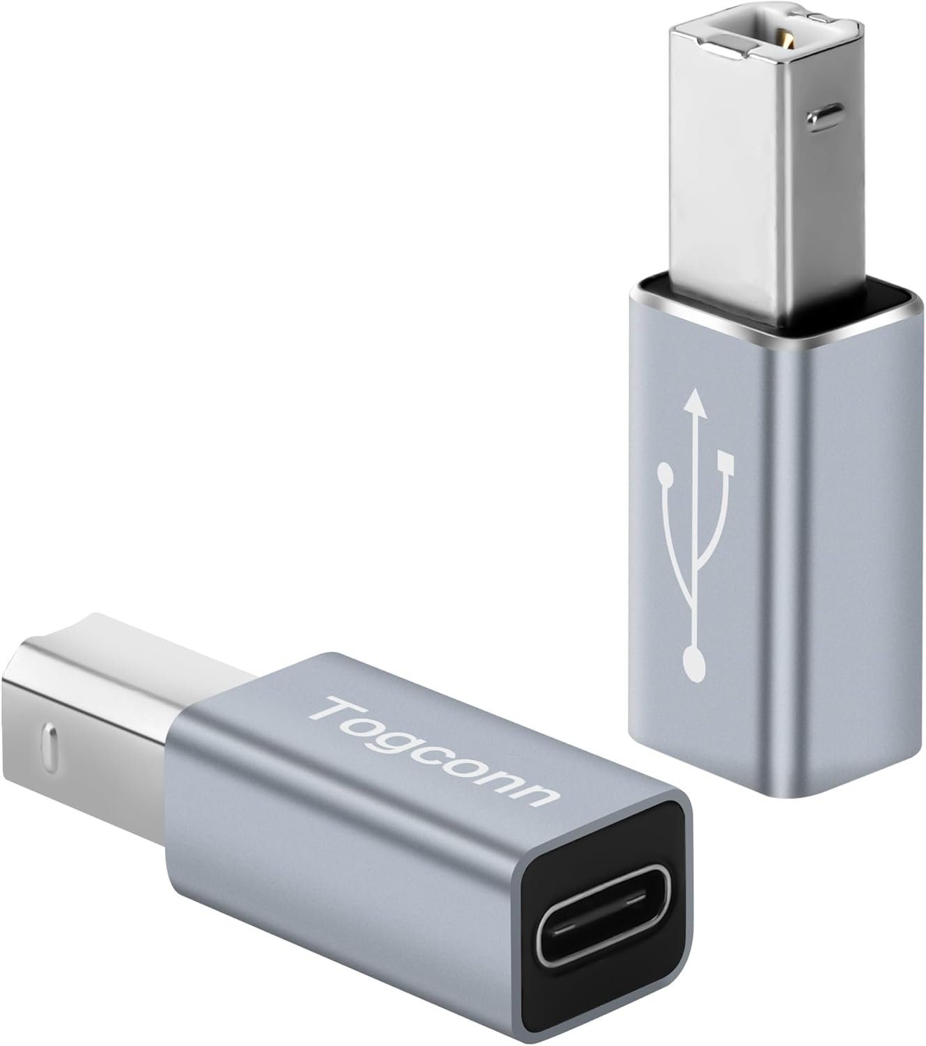 USB C to Printer Adapter (2 Pack), USB Type-C Female to USB-B Male MIDI Converter Connector, Support Data Sync, Compatible with Electric Piano, Printer, Scanner and More-Grey - Image 2