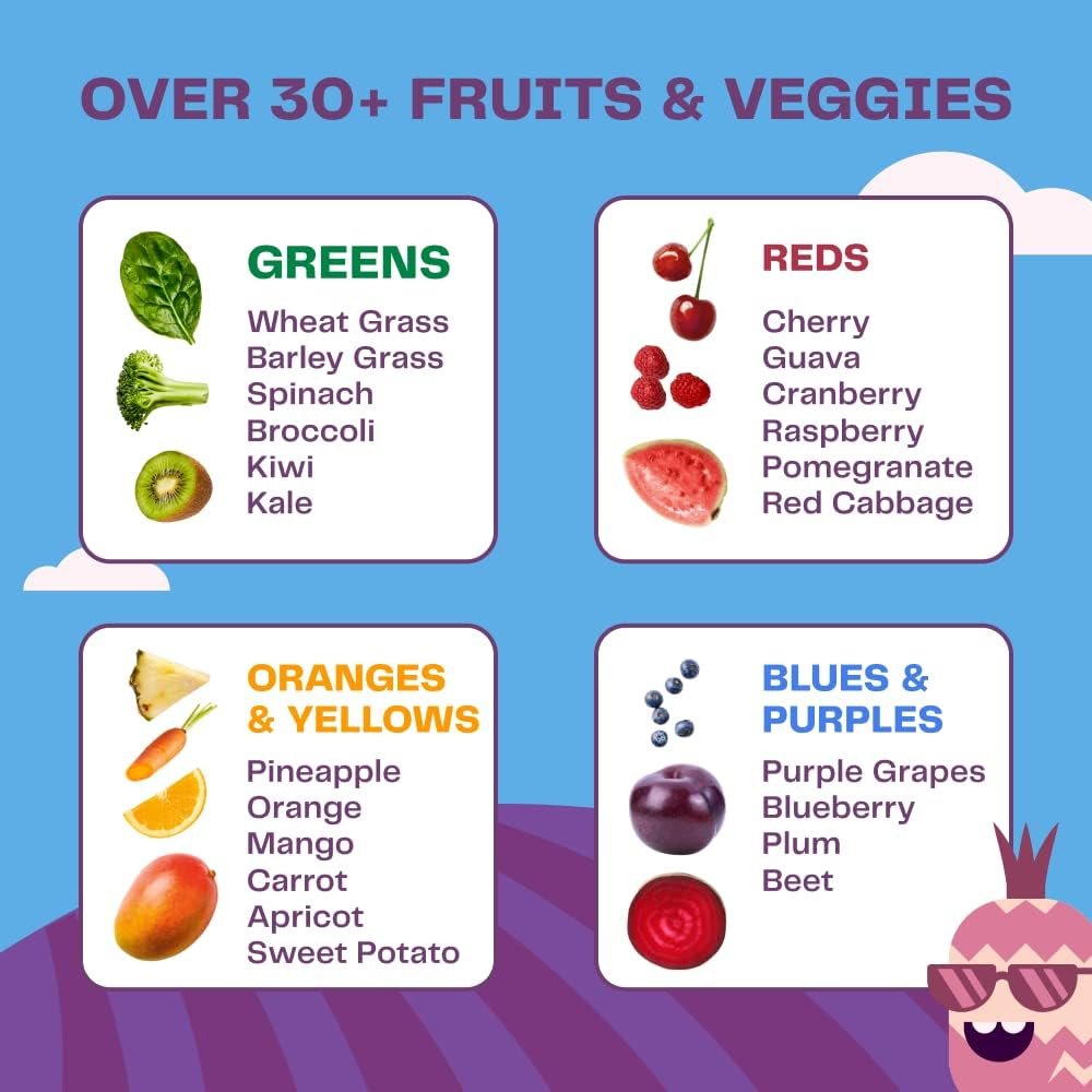 Amazing Grass Kidz Superfood: Organic Greens, Fruits, Veggies, Beet Root Powder & Probiotics for Healthy Kids, Berry Blast, 30 Servings - Image 7