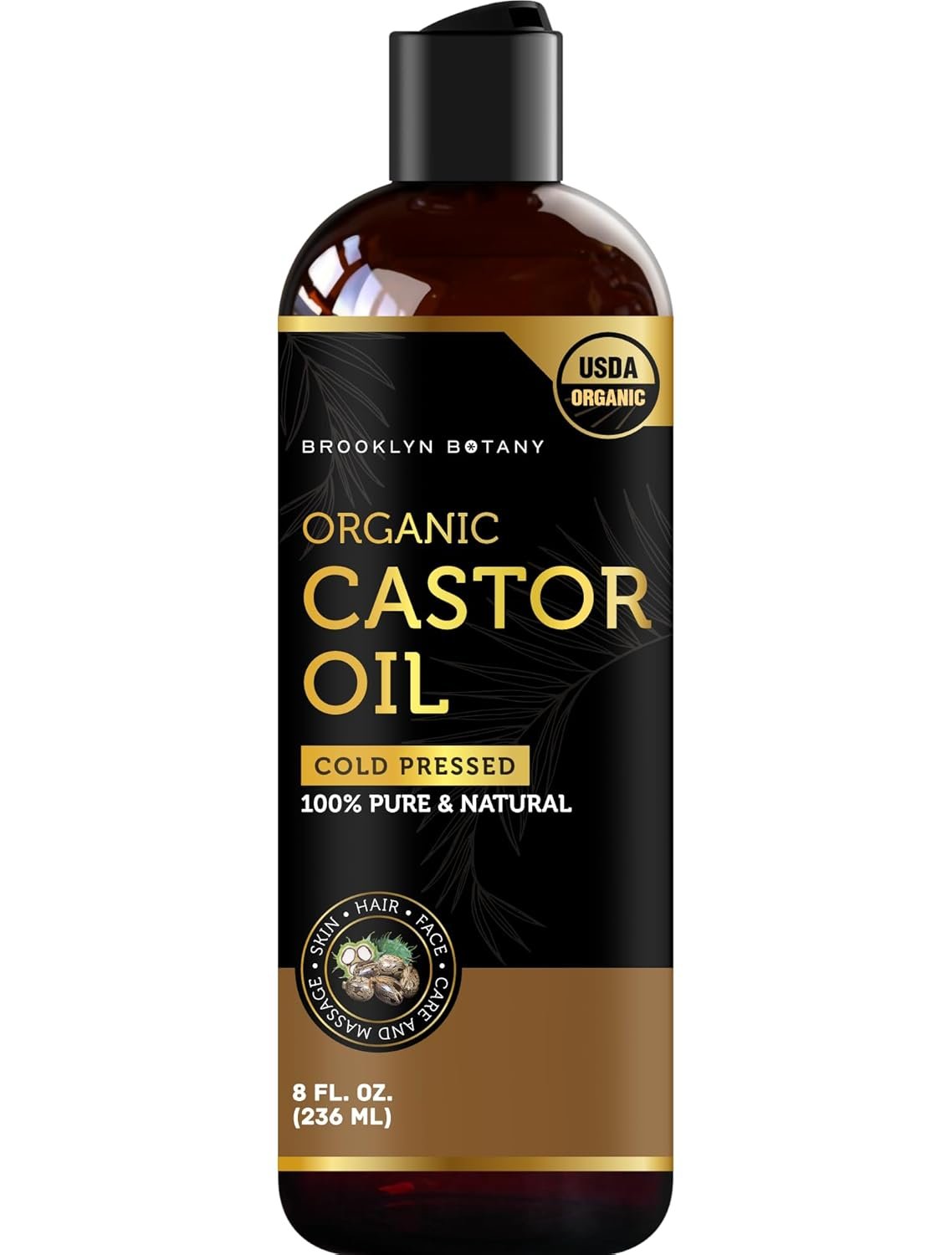 Brooklyn Botany Organic Castor Oil for Hair Growth, Eyelashes & Eyebrows - 100% Pure and Natural Carrier Oil, Hair & Body Oil - Moisturizing Massage Oil for Aromatherapy - 8 Fl Oz - Image 2