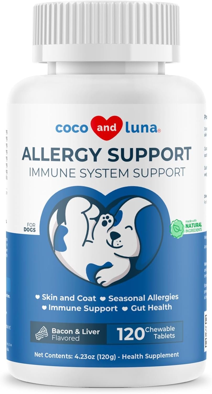 Allergy Support for Dogs - 120 Chewable Tablets - with Vitamin C, Omega 3 and Colostrum - Dog Itch Relief, Allergy Relief for Dogs, Skin Soother for Dogs - with Probiotics for Immune System Health - Image 2