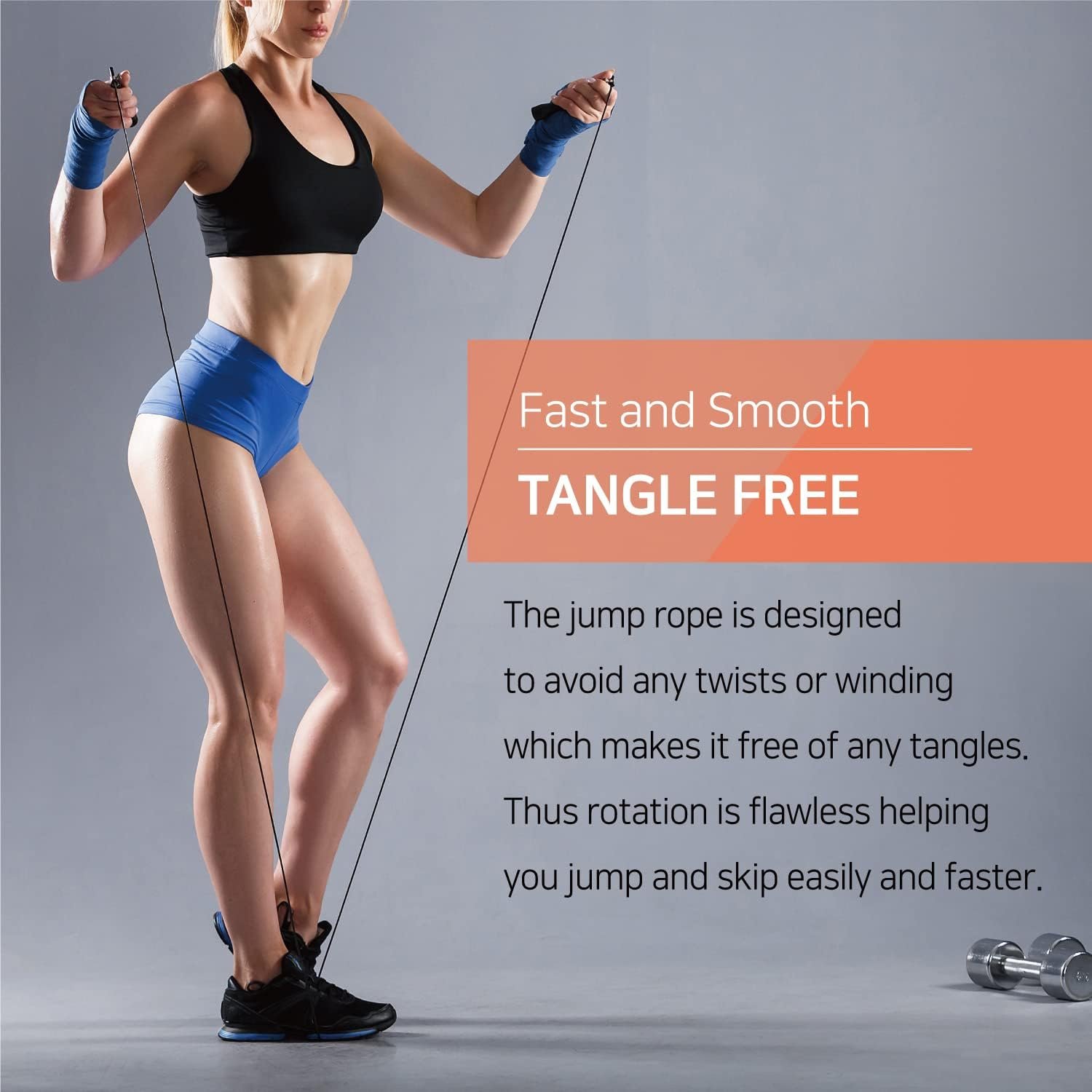 Skipping Jump Rope for Fitness Workout - Light Weight, Adjustable, Tangle Free, Excellent line control for Cardio Boxing, CrossFit, Training Exercise All Ages and Gender ( Special Luxury, KA-220, Made in Korea) - Image 4