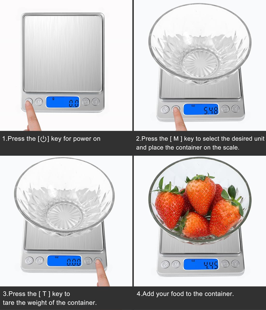 Food Scale Digital Kitchen Scale for Food Ounces and Grams, Small Pocket Scale for Weight, Cooking, Coffee, Jewelry, Baking, 3000g, 0.1g/0.01oz Precision (2 Trays) - Image 6