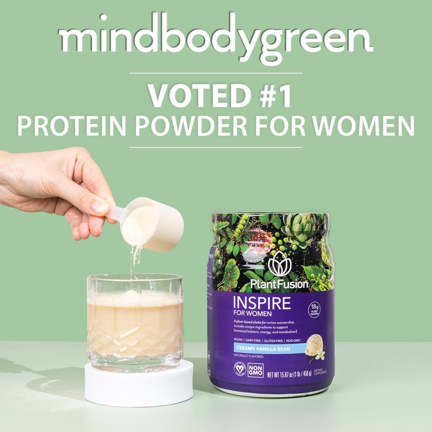 PlantFusion Inspire Plant Protein Powder for Women - Low Carb Protein Powder for Lean Muscle Support - Keto, Gluten Free, Soy Free, Non-Dairy, No Sugar, Non-GMO - Natural-No Stevia 0.85 lb - Image 2