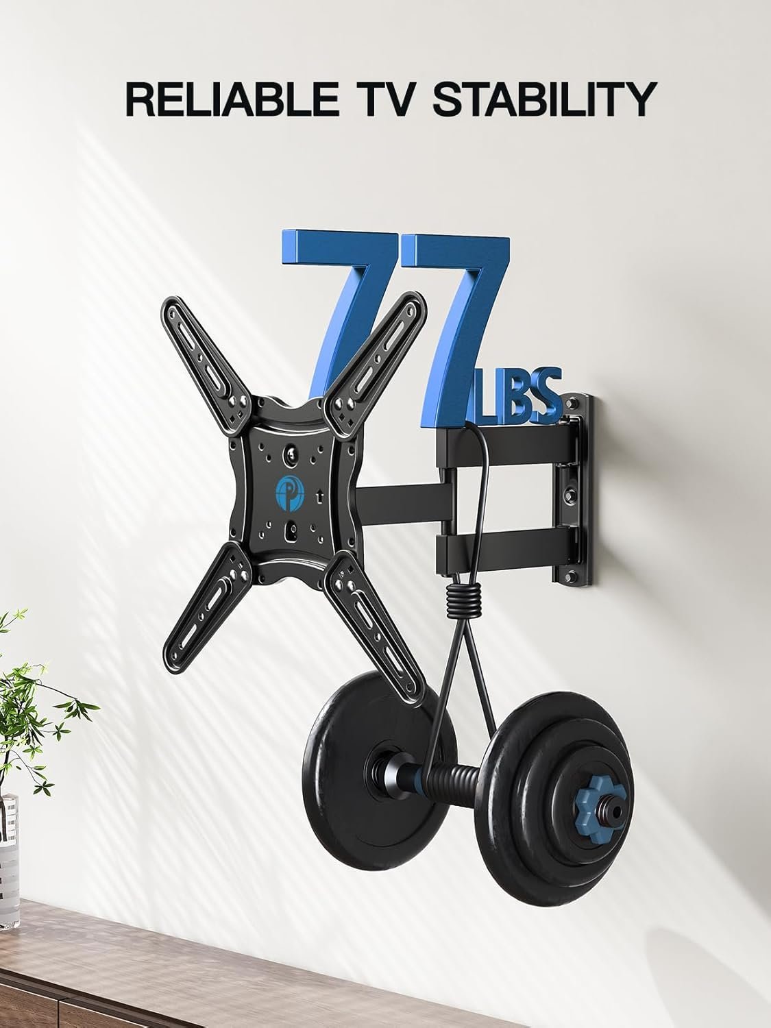 Pipishell Full Motion TV Wall Mount for 26-60 inch Flat or Curved TVs up to 77 lbs, TV Bracket Wall Mount with Articulating Arms, Extension, Tilt, Swivel, Leveling, Max VESA 400x400mm, PIMF7 - Image 4