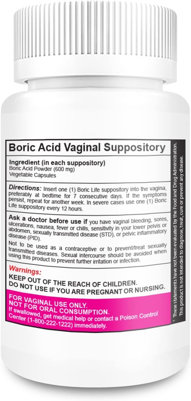 NutraBlast Boric Acid Vaginal Suppositories - 100% Pure Made in USA - Boric Life Intimate Health Support (14 Count) - Image 3