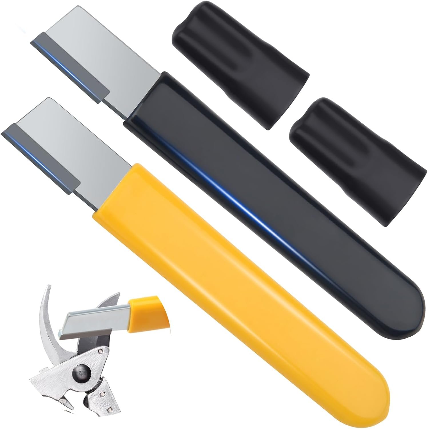 2PCS Garden Tool Sharpener, Blade Sharpener Stone for Garden Knife Sharpener, Shear Scissor Sharpener Blade Sharpening for Gardening Pruner/Pocket Knives (2, Yellow+Black) - Image 2