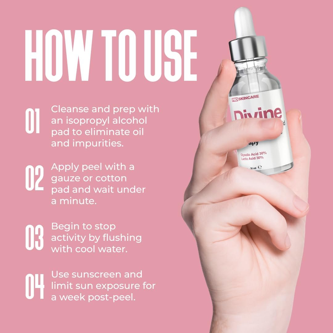 Glycolic Acid & Lactic Acid Peeling Solution - SKIN PERFECTING 60% AHA Liquid, Professional Grade Chemical Face Peel for Acne Scars, Collagen Boost, Wrinkles, Fine Lines - AHA - 1 fl oz - Image 8