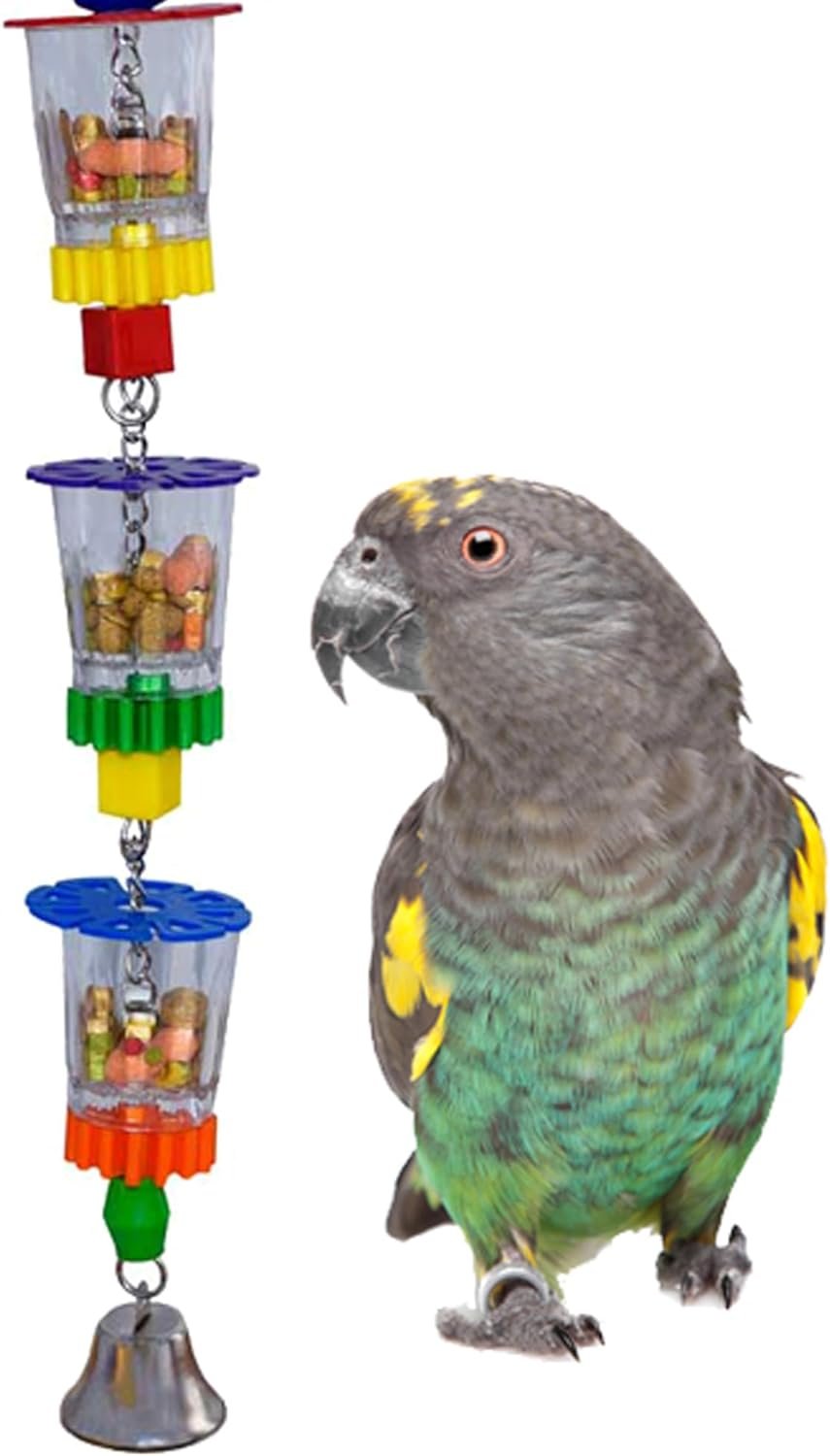 Super Bird Creations SB632 Foraging Bottom’s Up Bird Toy with Clear Acrylic Cups, Medium/Large Bird Size, 18” x 2.5” - Image 2