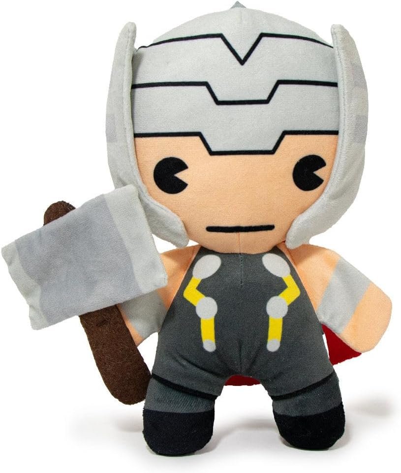 Dog Toy, Marvel, Plush Squeaker Thor with Hammer Kawaii Standing Pose - Image 2