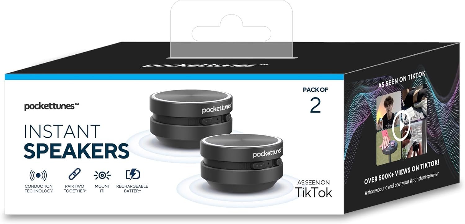 Bluetooth Speaker, Bone Conduction Portable Wireless Speaker with Louder Volume, Crystal Clear Sound, Rich Bass, Mini Music Player for Home, Outdoor, Party Pack of 2 (Black) - Image 4