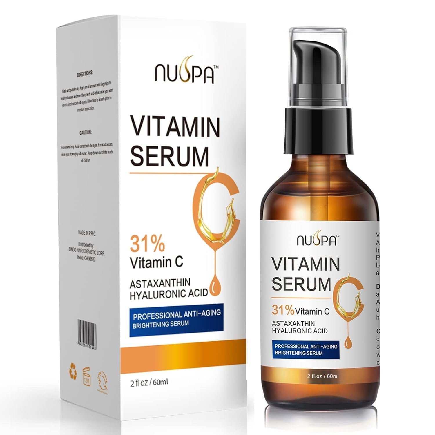 Vitamin C Serum for Face 2oz 31% Vitamin C Facial Moisturizer Serum Anti Aging Serum Reduces Age Spots and Sun Damage Natural Brightening Serum with Hyaluronic Acid and Astaxanthin - Image 2