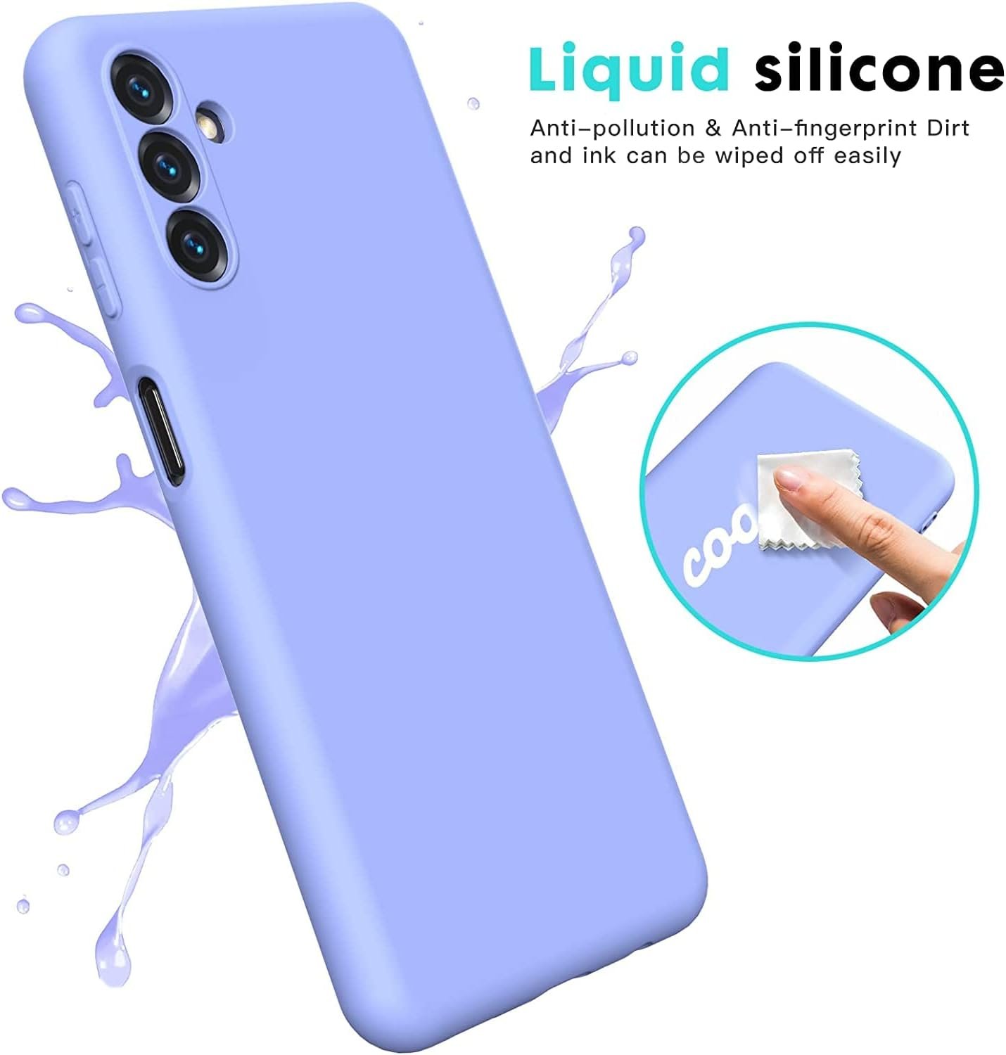Samsung Galaxy A14 5G (Not for 4G) Case, Liquid Silicone Case with Microfiber Lining Thickening Shockproof Design Soft Gel Rubber Phone Case Cover for Samsung A14 5G - Purple - Image 6