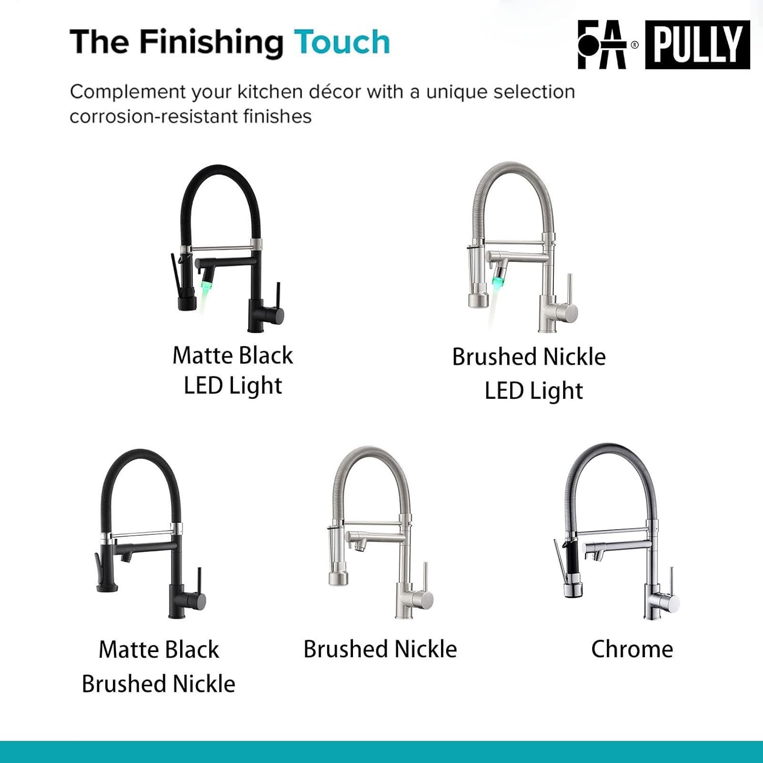 Black Kitchen Faucet,Fapully Single Handle Pull Down Kitchen Faucet with Sprayer,LED Facuet for Kitchen Sink - Image 10