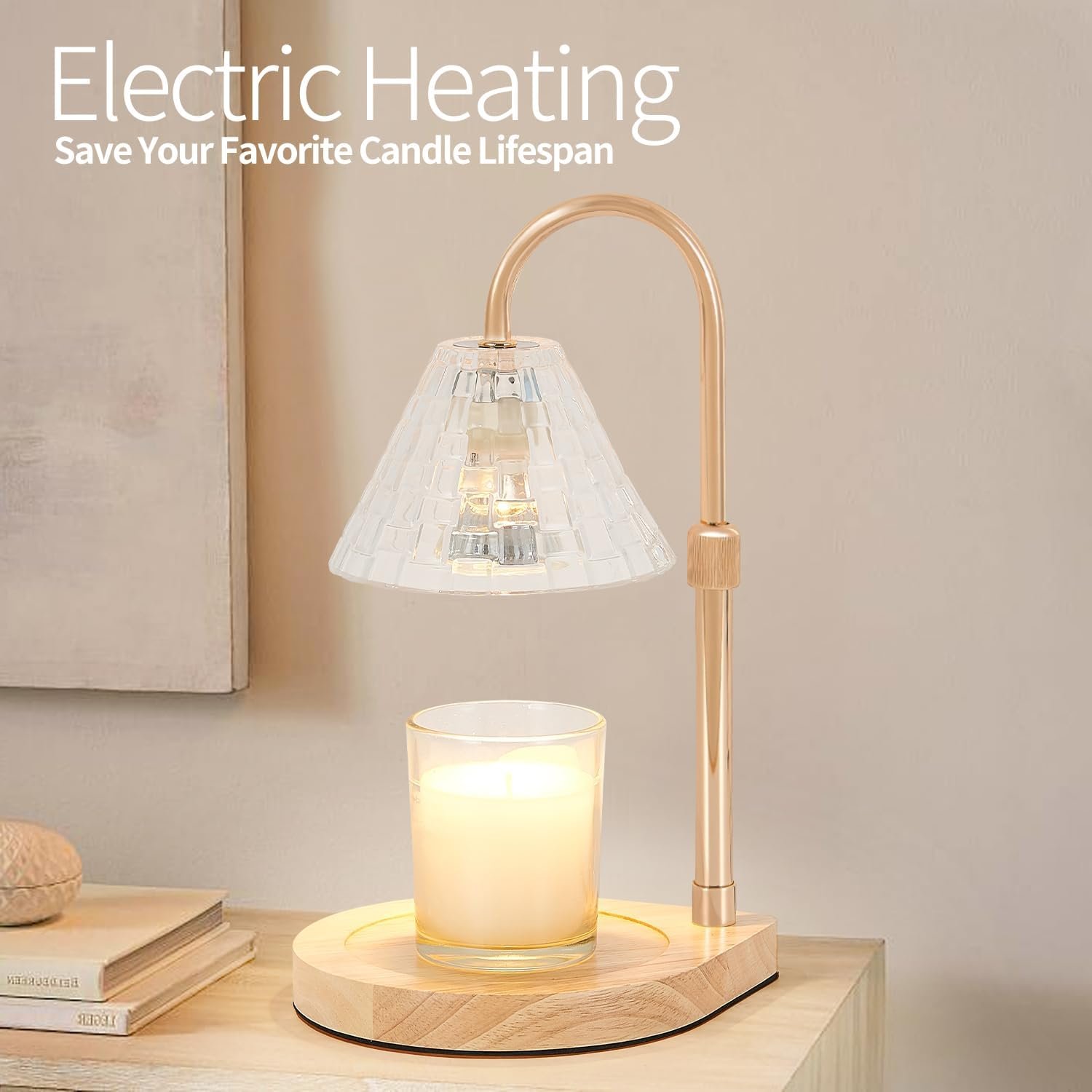 Candle Warmer Lamp with Dimmable - Candle Wax Warmer Lamp with 2 Bulbs,Height Adjustable Candle Melting Light Compatible Large & Small Size Jar Candles for Home Decor Gift - Image 5