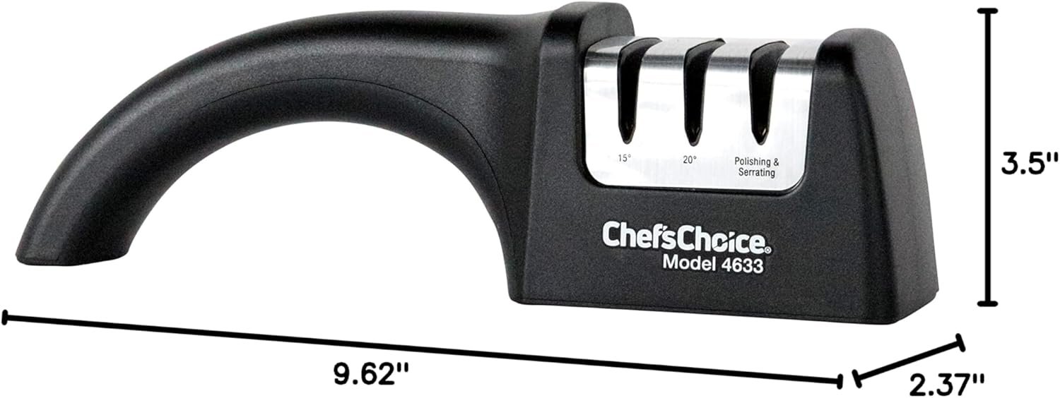 Chef'sChoice AngleSelect Diamond Hone Professional Manual Knife Sharpener for Straight and Serrated Knives with Precise Angle Control Compact Footprint, 3-Stage, black - Image 9