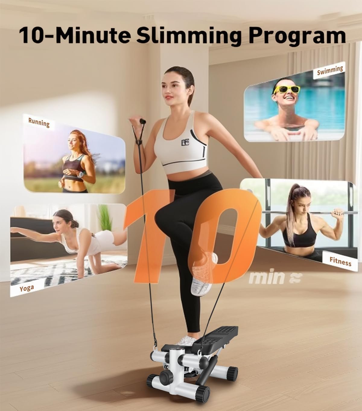 Steppers for Exercise, Stair Stepper with Resistance Bands, Mini Stepper with 330LBS Loading Capacity, Hydraulic Fitness Stepper with LCD Monitor, No Assembly Required - Image 6