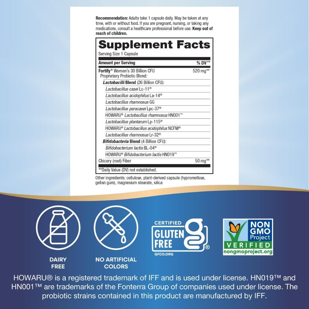 Nature's Way Fortify Daily Probiotic for Women, 30 Billion Live Cultures, 10 Strains, Prebiotics, Supports Digestive & Immune Health*, No Refrigeration Required, 30 Capsules (Packaging May Vary) - Image 6