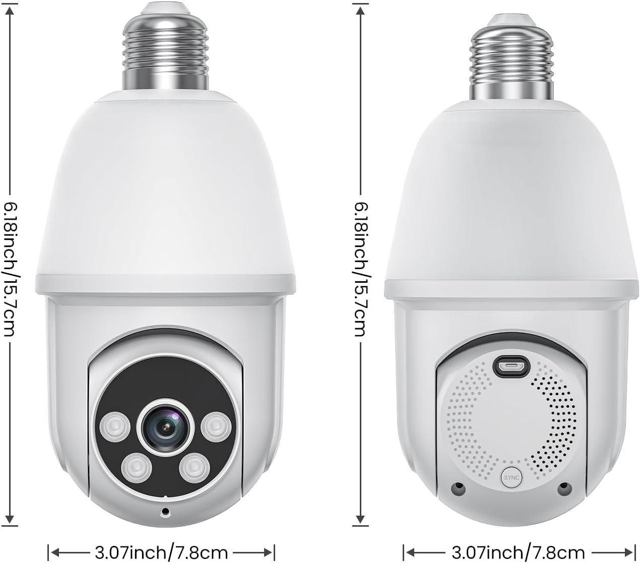 1080P Light Bulb Security Camera, 2.4GHz WiFi Only, 2-Way Talk, Color Night Vision, AI Human Detection for Indoor/Outdoor Home Security (with LED Bulb), Cloud Storage Sold Separately - Image 8