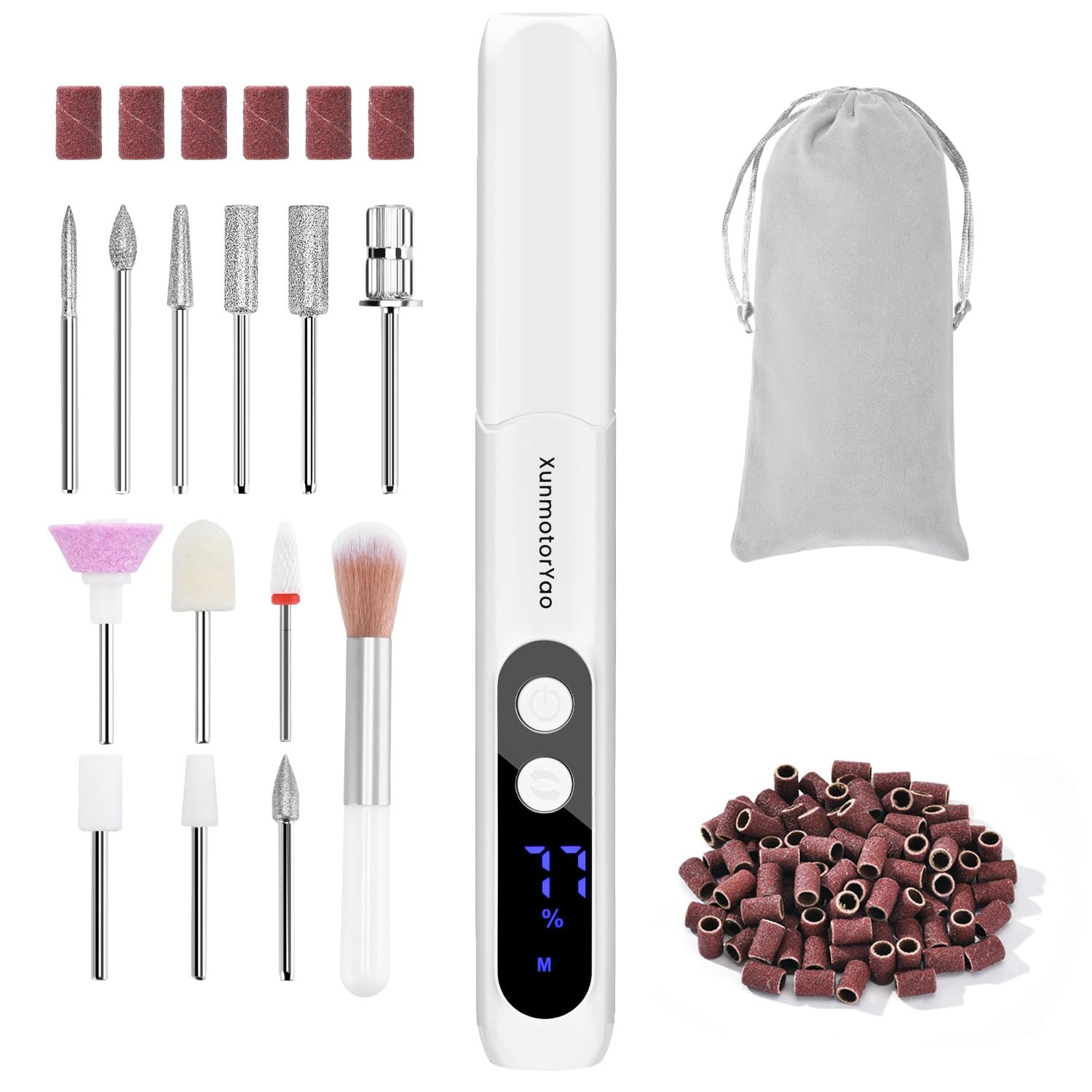 Rechargeable Cordless Electric Nail Drill, 12 in 1 Professinal Nail File Set for Feet, 3 Speeds Efile Manicure and Pedicure Kit with Nail Drill Bits for Polishing Grinding Trimming Toenail (White) - Image 2